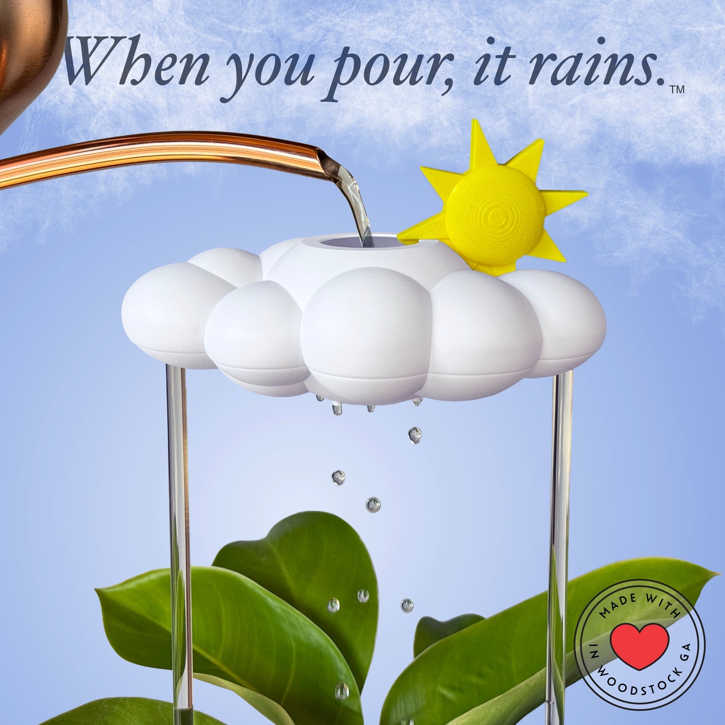 Original Dripping Rain Cloud with Sun Charm