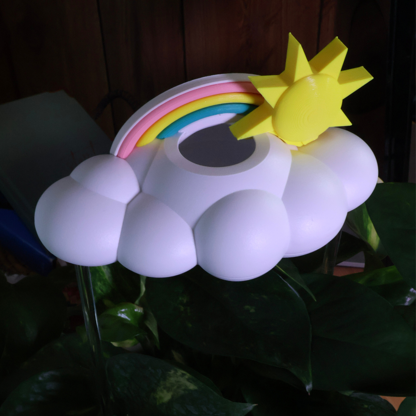 Original Dripping Rain Cloud with Sun and Pastel Rainbow Charms